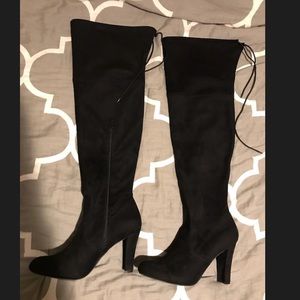 Suede over-the-knee high heel boots